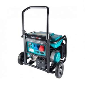 Elektrocentrála benzínová HERON 8896147 ,8,2kW 400V, 6,5kW 230V se startérem a podvozkem